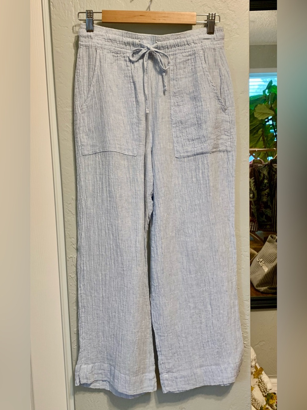 Sigrid Olsen Light Blue Drawstring Linen Pants